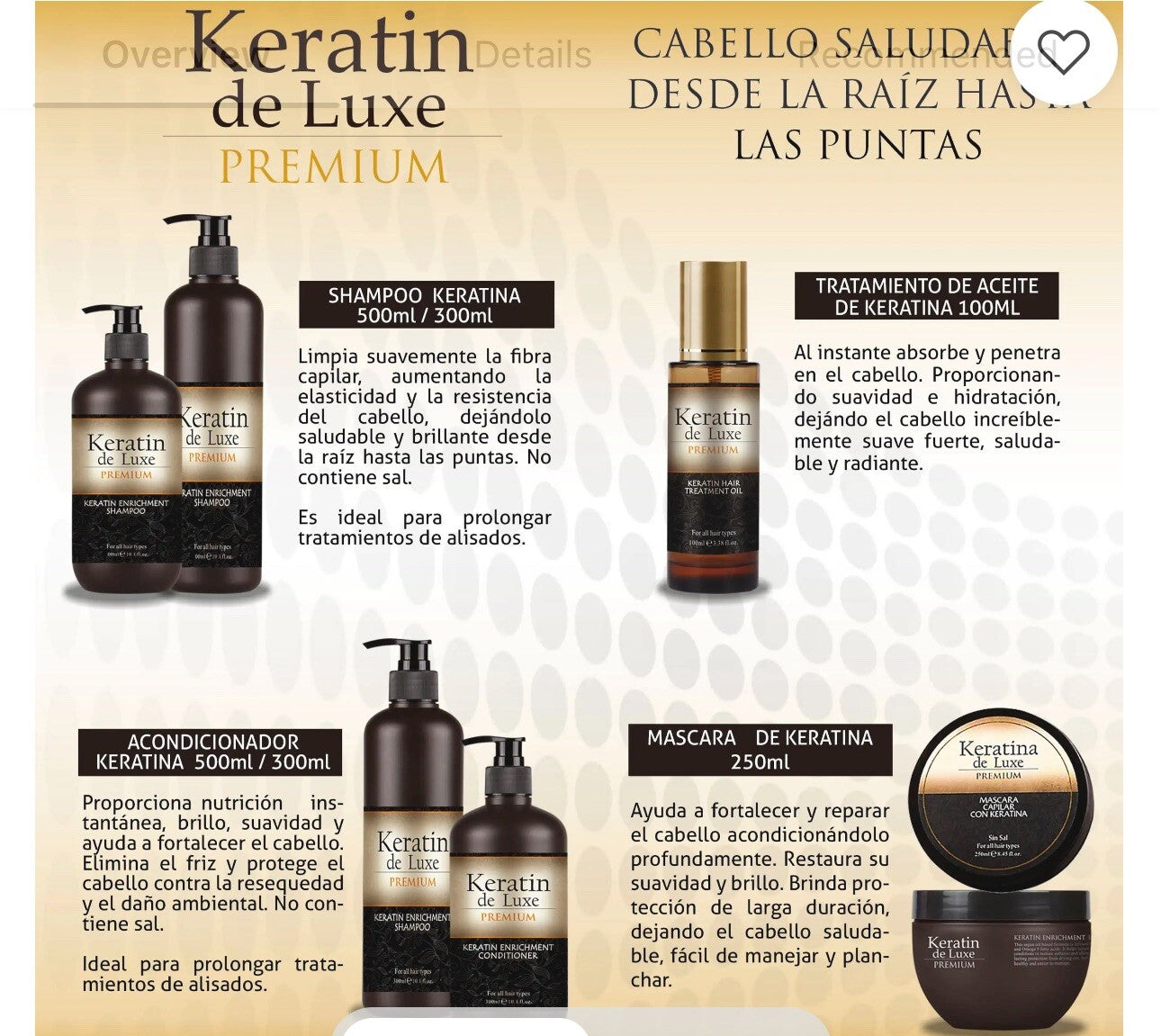 Keratin Deluxe Shampoo,Conditioner,Hair Mask ,and Treatment Oil Set Of 4(36.8oz)